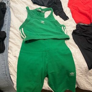 Adidas biker shorts and top bundle